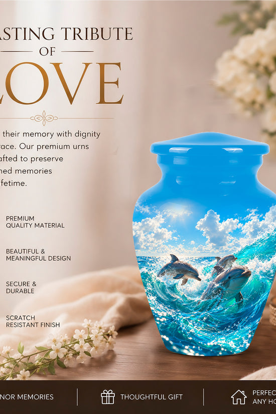 Dolphin Cremation Urns For Ashes - Leaping Dolphin Ocean Urns For Ashes