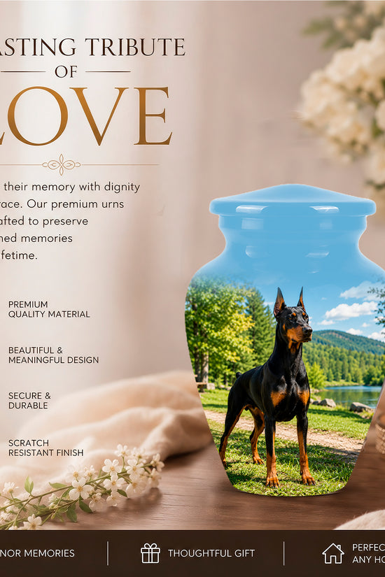 Custom Doberman Pinscher Memorial Urn – Elegant Aluminum Tribute For Ashes
