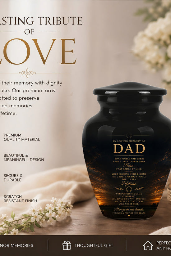 Personalized Black Urns For Dad - Quotes Aluminum Memorial Urns For Father
