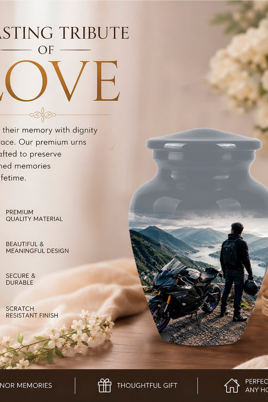 Mountain Rider Cremation Urn - Peaceful Tribute Urns For Motorbike Rider's Ashes
