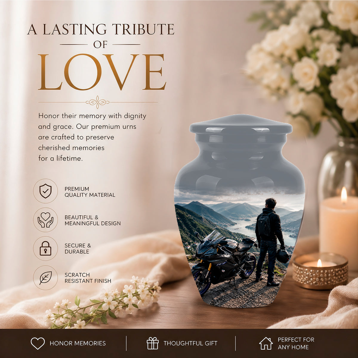 Mountain Rider Cremation Urn - Peaceful Tribute Urns For Motorbike Rider's Ashes