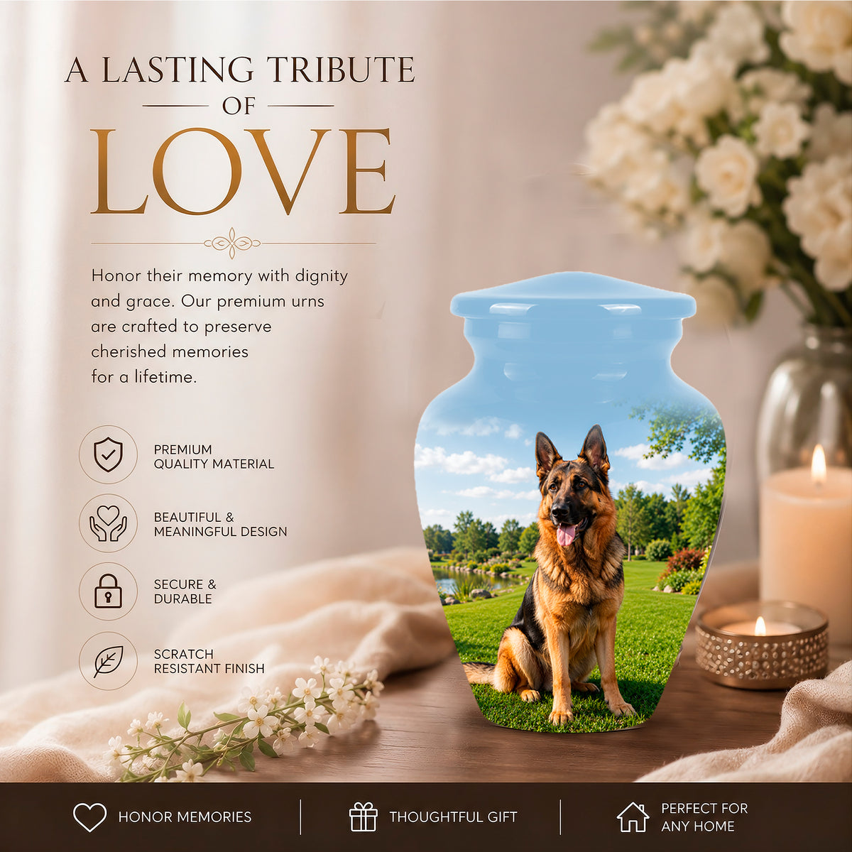 German Shepherd Dog Cremation Urn – Personalized Pet Memorials For Ashes