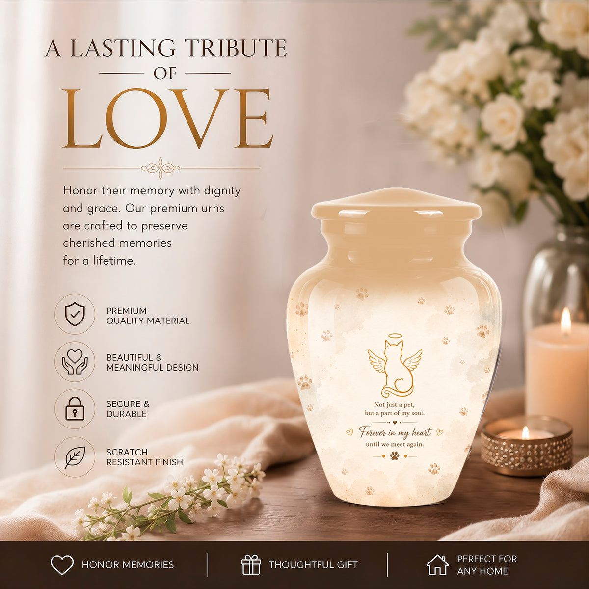 Personalized Cat Cremation Aluminum Urn – Artistic Pet Ashes Memorial