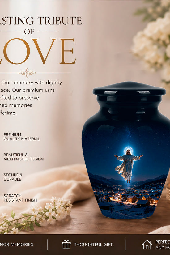 Personalized Jesus Memorial Urn – Religious Cremation Urn For Ashes