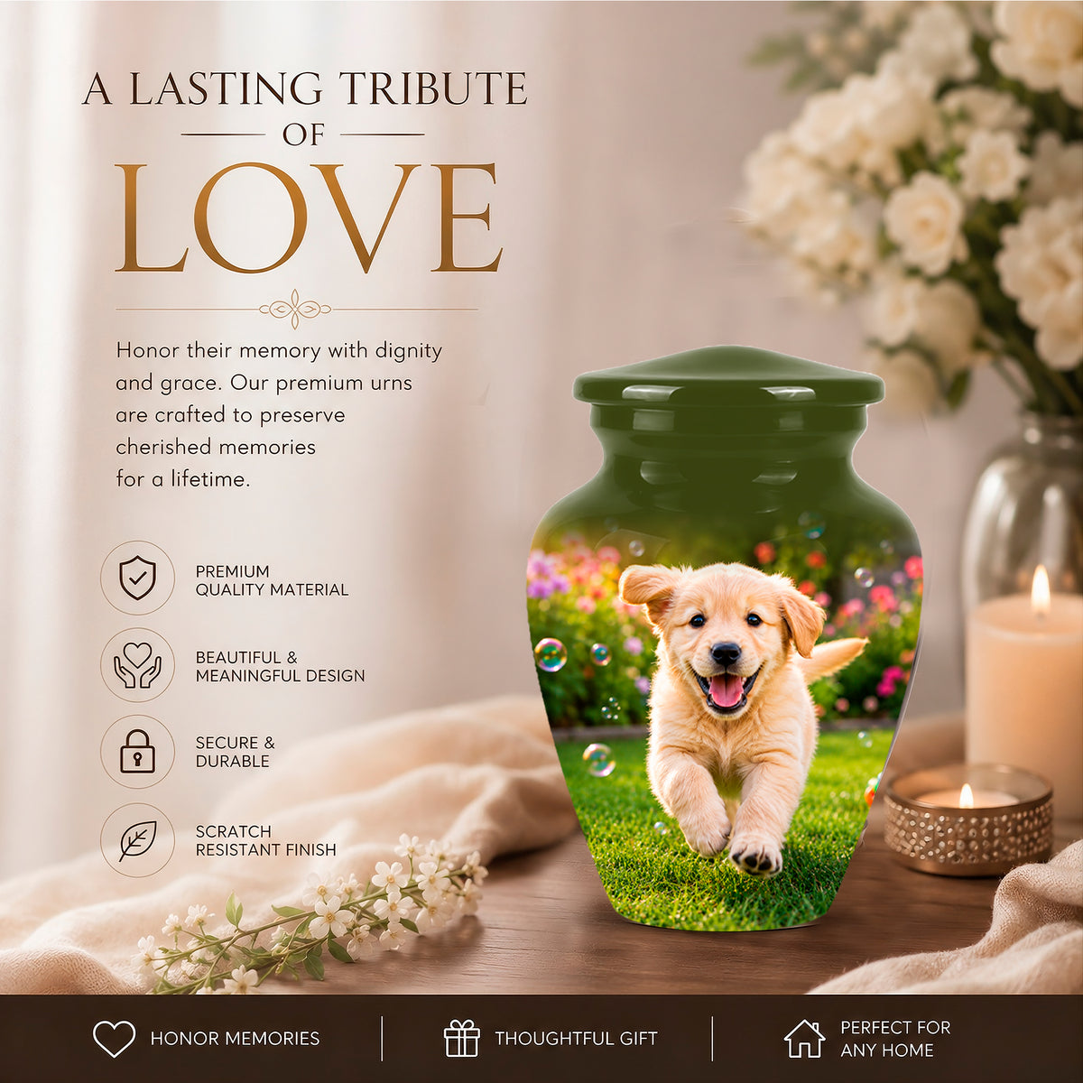 Playful Pet Puppy Cremation Urn - Custom Memorial Urns For Dog Ashes