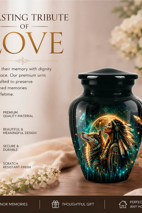 Native American Eagle Urn – Personalized Warrior Memorial Ashes Keepsake