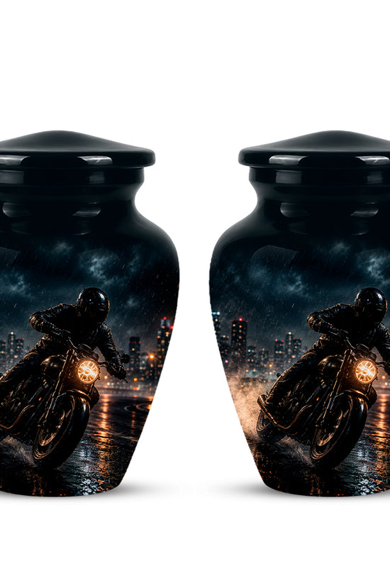Personalized Biker Cremation Urn – Motorcycle Rider Memorial Tribute