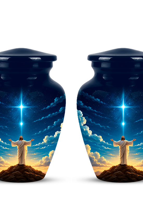 Personalized Jesus Night Light Urn - Spiritual Aluminum Memorial Keepsake