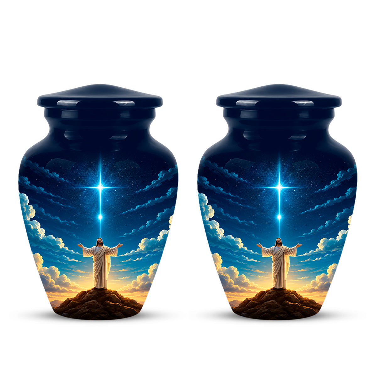Personalized Jesus Night Light Urn - Spiritual Aluminum Memorial Keepsake