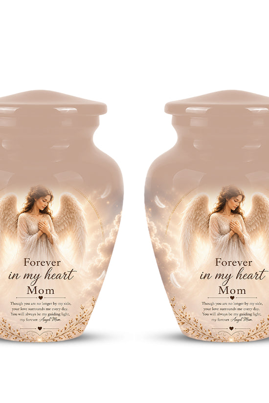 Majestic Angel Mom With Wings Urn - Personalized Quotes Cremation Urn For Ashes