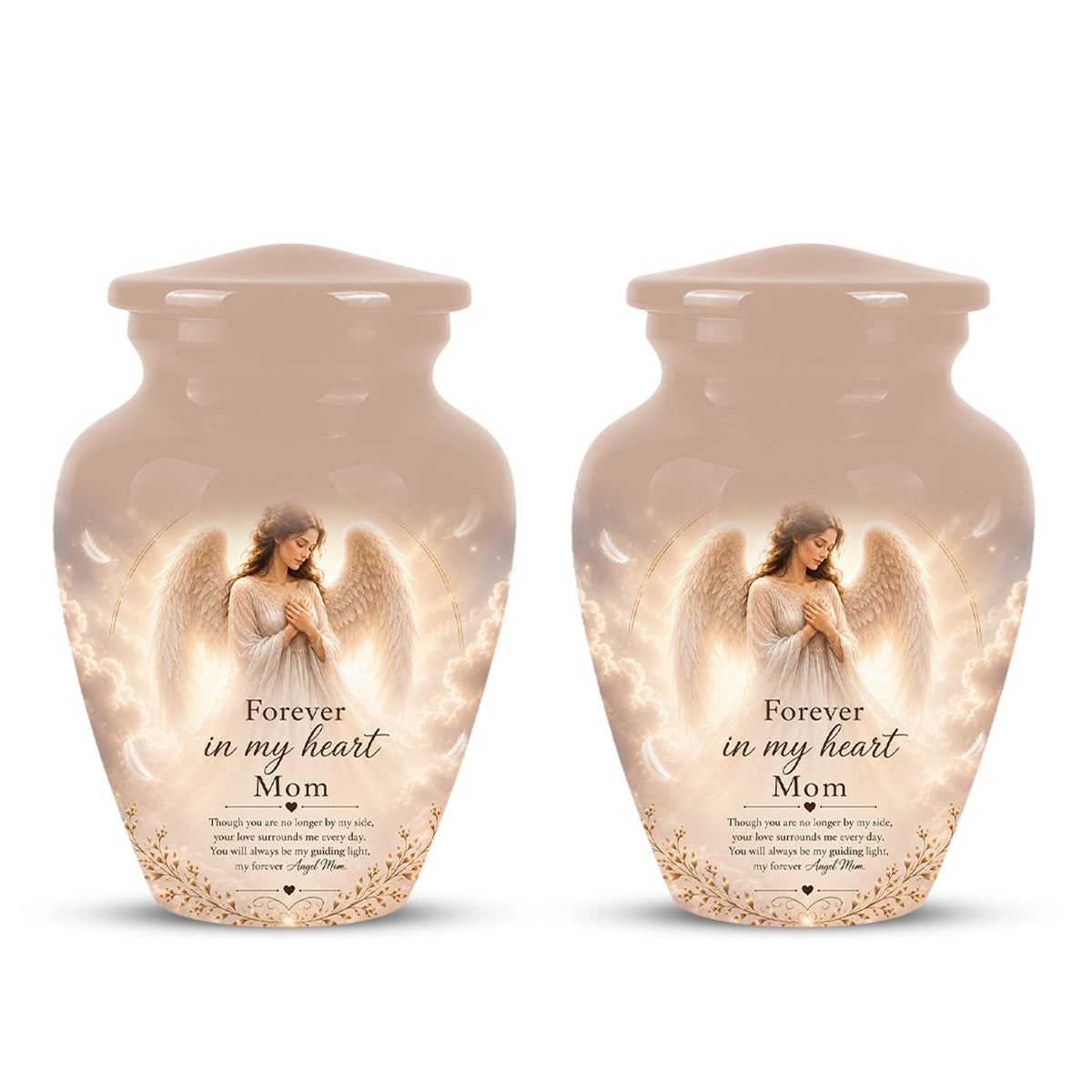 Majestic Angel Mom With Wings Urn - Personalized Quotes Cremation Urn For Ashes