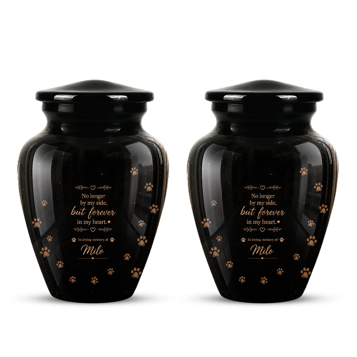 Personalized Black Cat Memorial Urn – Engraved Quote & Paw Prints For Ashes