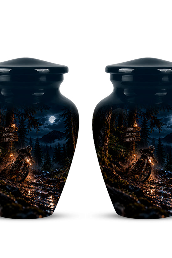 Personalized Dirt Biker Cremation Urn - Moonlight Mud Motorbike Memorial Urns