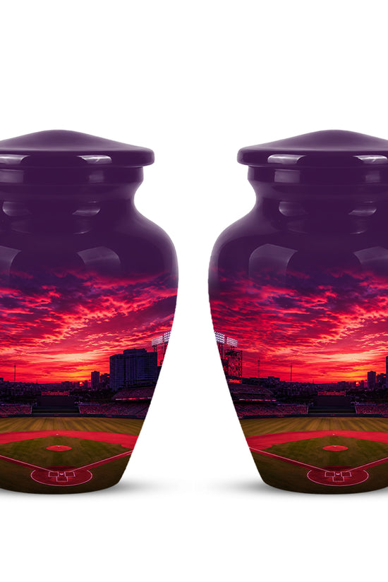 Sunset Baseball Ground Funeral Urn - Custom Burial Urns For Athletes Ashes