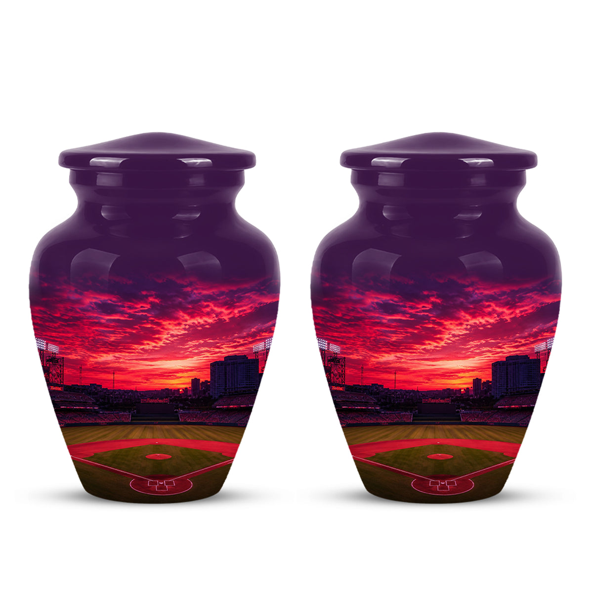 Sunset Baseball Ground Funeral Urn - Custom Burial Urns For Athletes Ashes