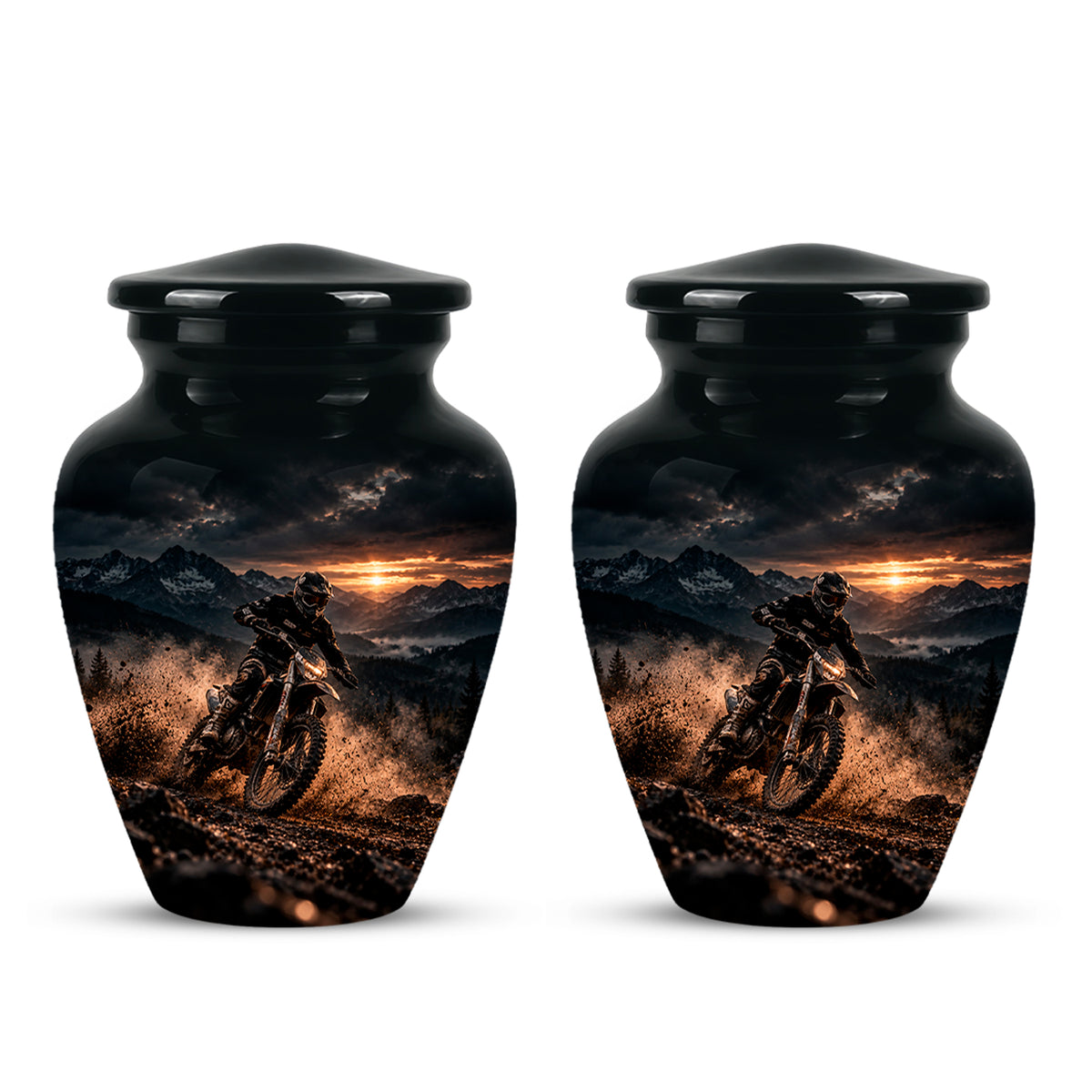 Personalized Dirt Biker Cremation Urn - Custom Aluminum Memorial Ashes Container