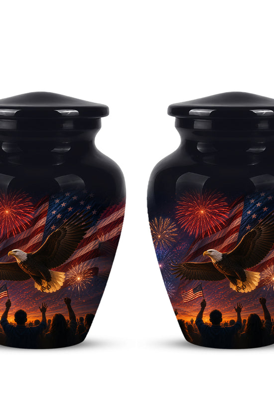 American Flag With Eagle Cremation Urn - Custom Patriotic Urns For Ashes