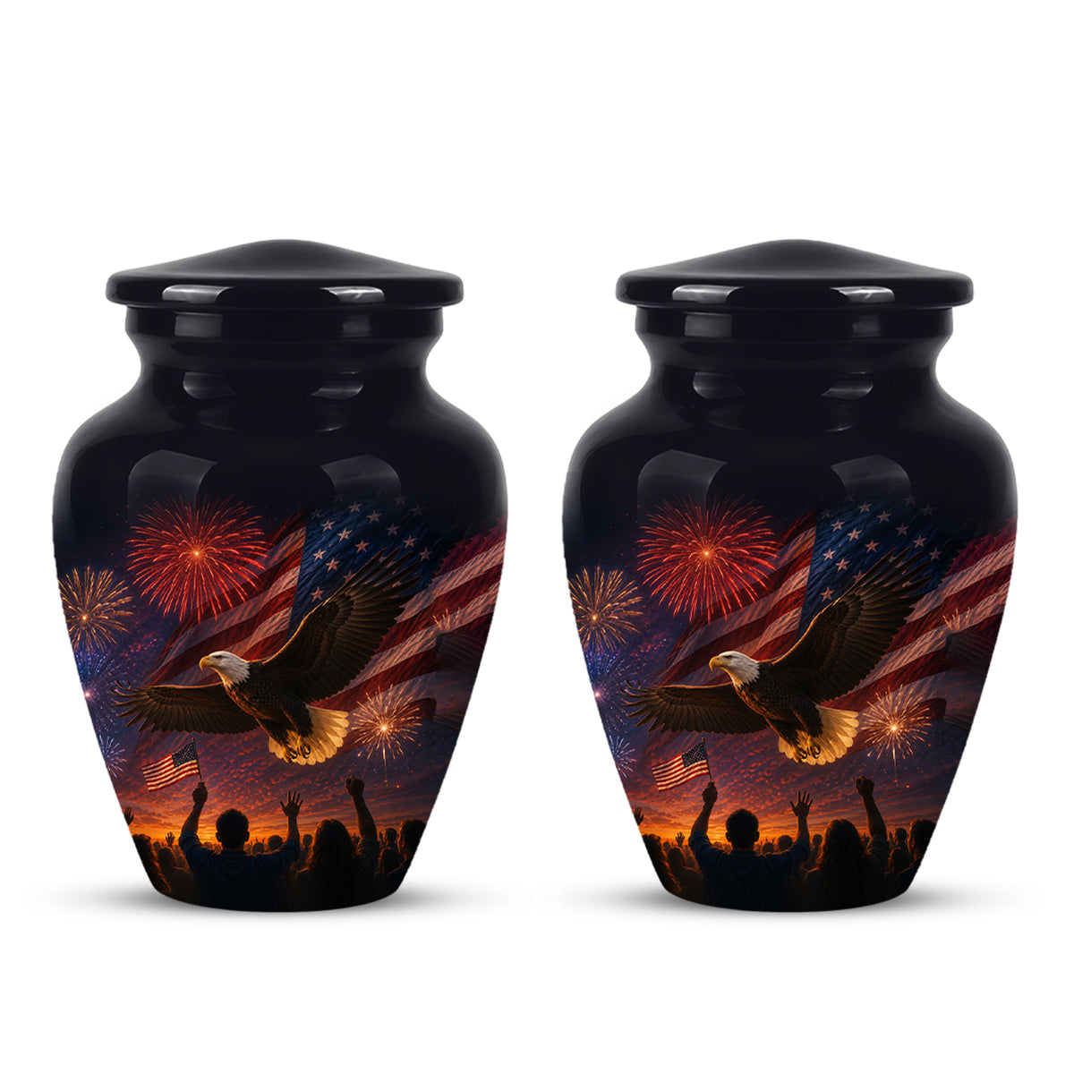 American Flag With Eagle Cremation Urn - Custom Patriotic Urns For Ashes