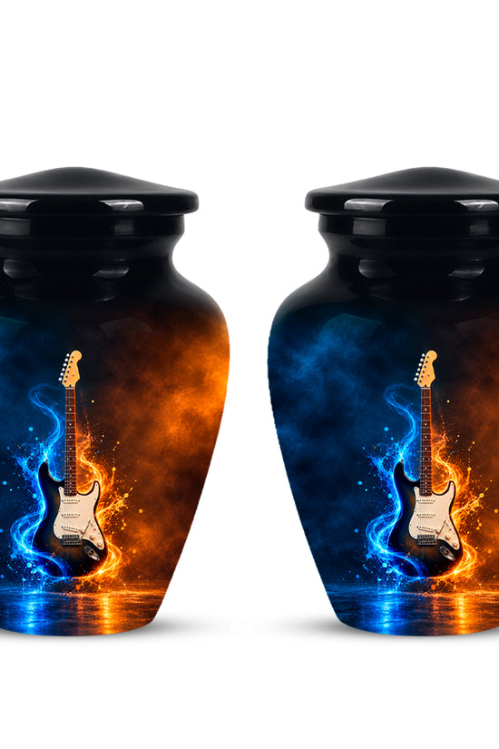 Surreal Guitar in a Glass Jar – Artistic Music-Inspired Artwork Urns For Ashes