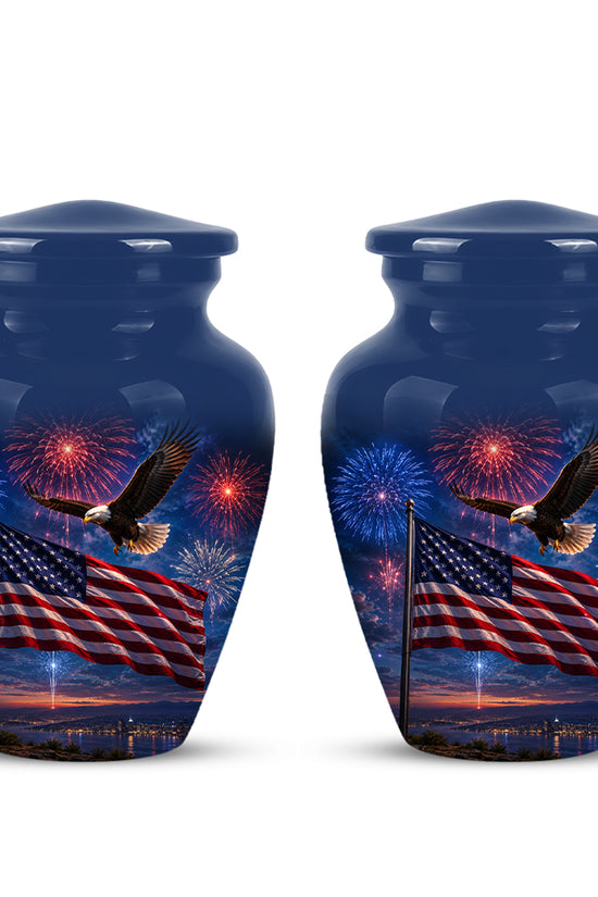 Brown Flying Eagle Cremation Urn - Handcrafted Memorial Urn To Tribute Veterans