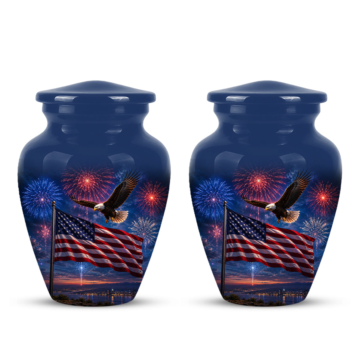 Brown Flying Eagle Cremation Urn - Handcrafted Memorial Urn To Tribute Veterans