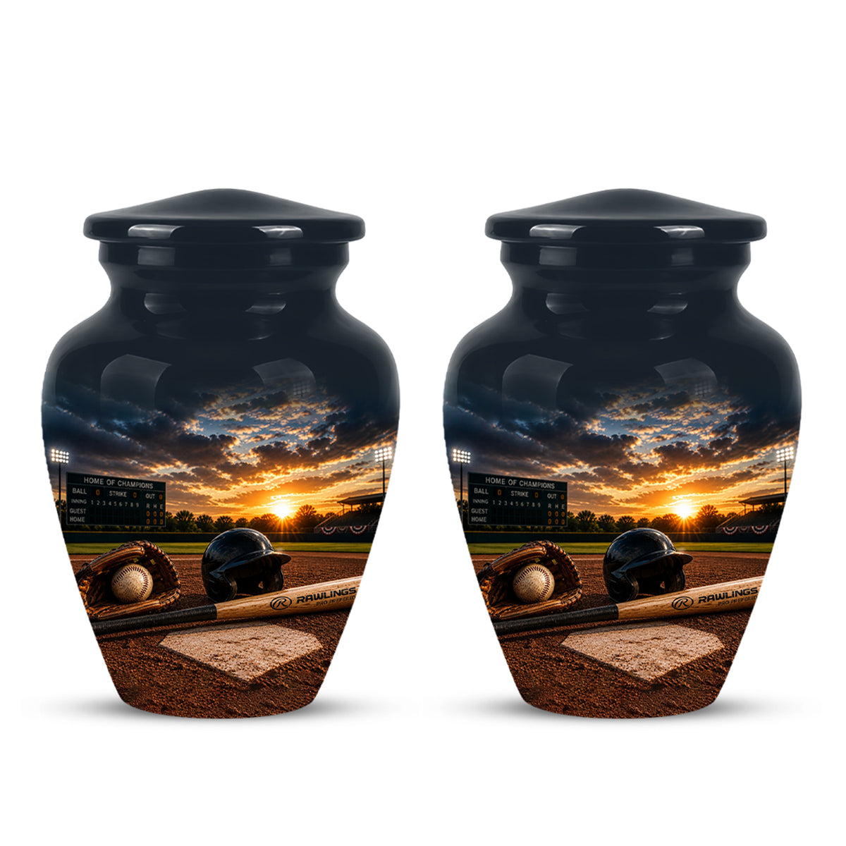 Personalized Baseball Bat & Accessories Urn - Sunset Funeral Urns For Ashes