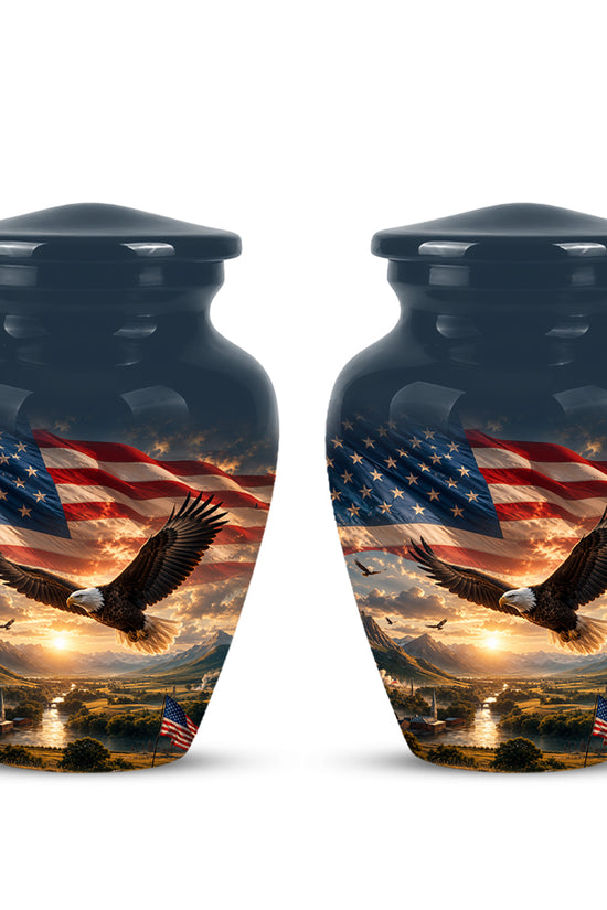 Personalized Flying Eagle Memorial Urn - Patriotic Aluminum Urns For Veterans