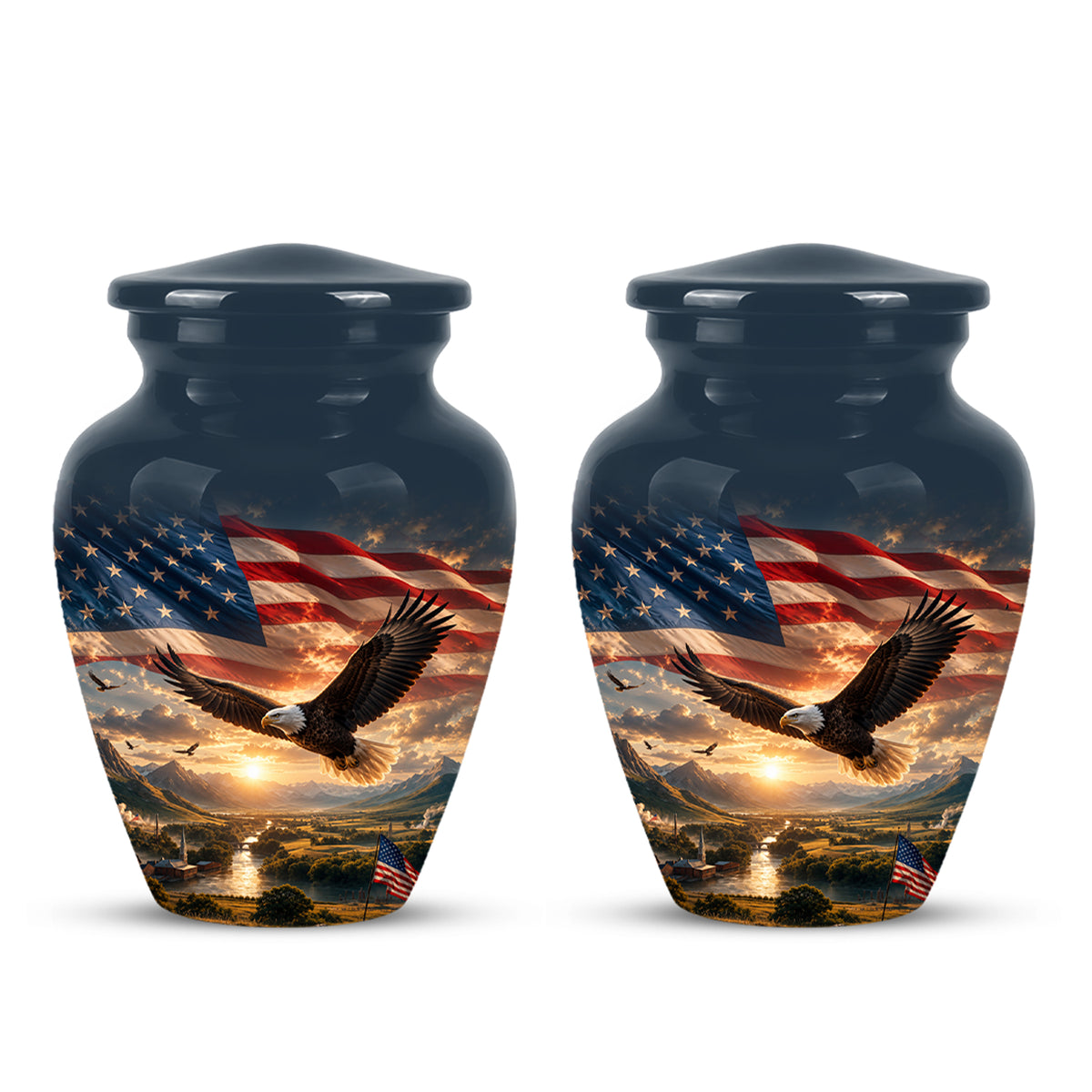 Personalized Flying Eagle Memorial Urn - Patriotic Aluminum Urns For Veterans
