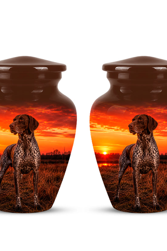 German Shorthaired Pointer Dog Cremation Urn - Sunset Pet Aluminum Urn