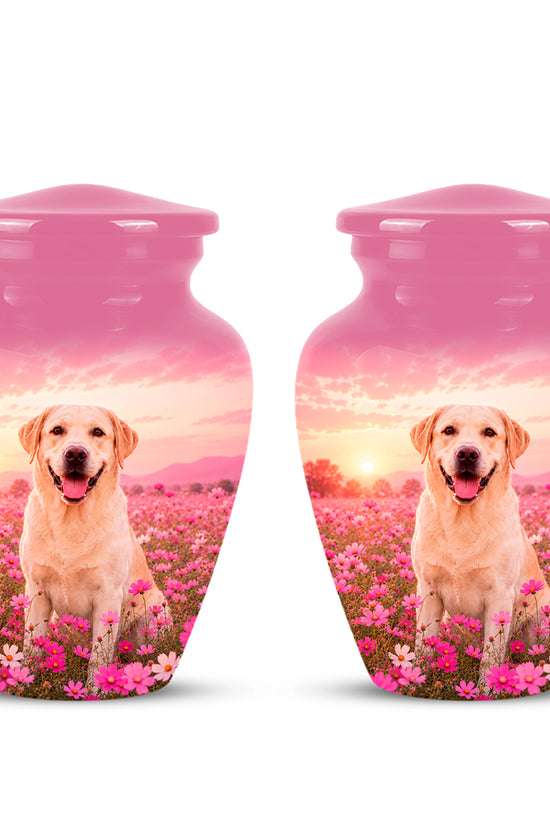Personalized Golden Retriever Memorial Urn – Custom Pink Photo Keepsake