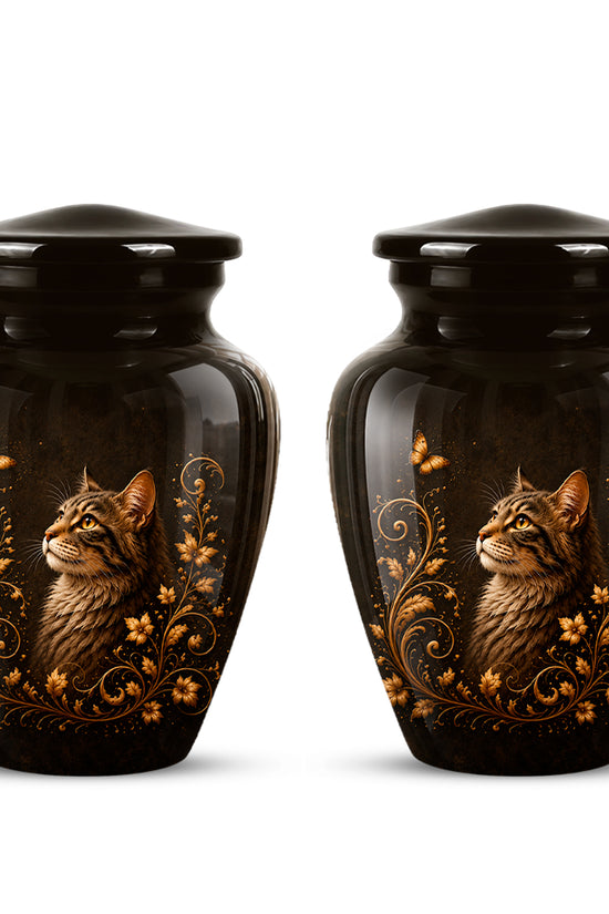 Custom Floral Cat Urn – Elegant Memorial Urn for a Cherished Pet Ashes