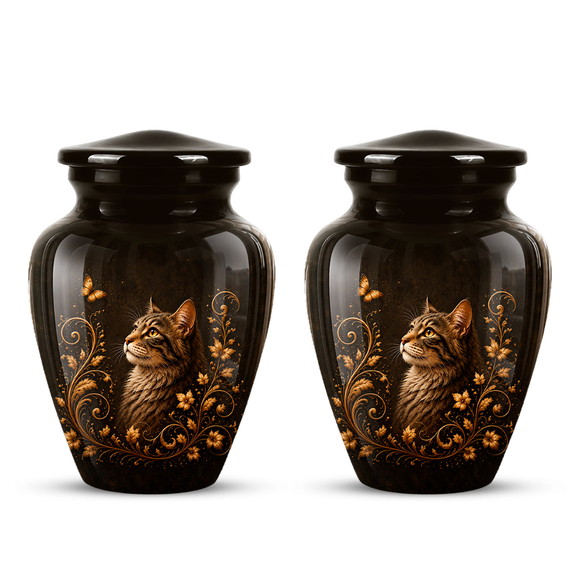 Custom Floral Cat Urn – Elegant Memorial Urn for a Cherished Pet Ashes