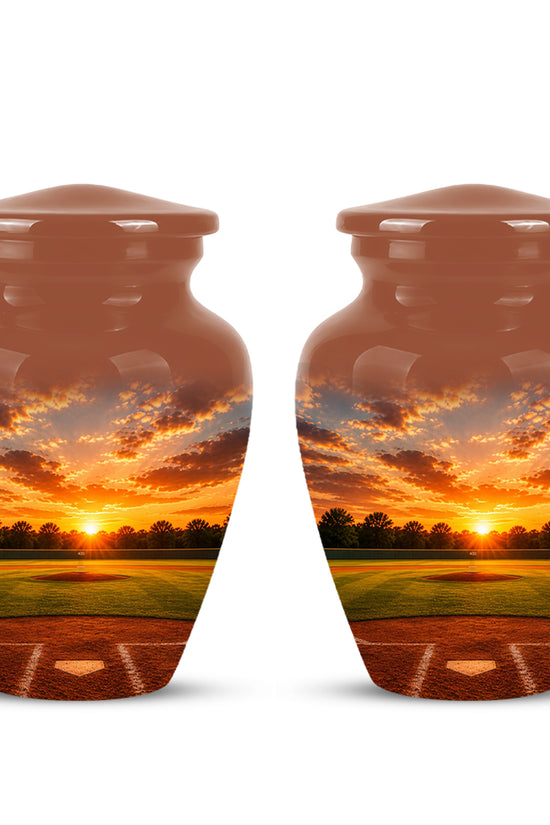 Beautiful Sunset Baseball Ground Scenic Urn - Custom Aluminum Urn For Athletes