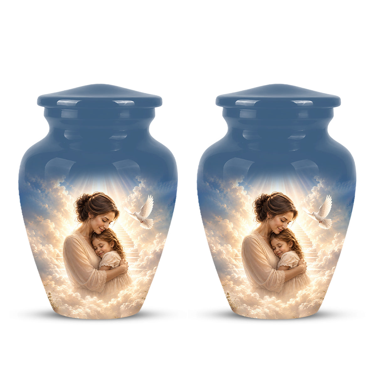 Heavenly Mom With Daughter Urn - Beautifully Customized Urns For Women