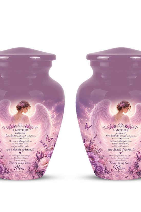 Pink Angel Mom Wings Cremation Urn - Custom Quotes Funeral Urns For Mom