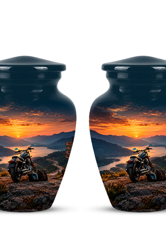 Custom Roadster Biker Cremation Urns - Sunset Mountain Urns For Motorcycle Enthusiasts