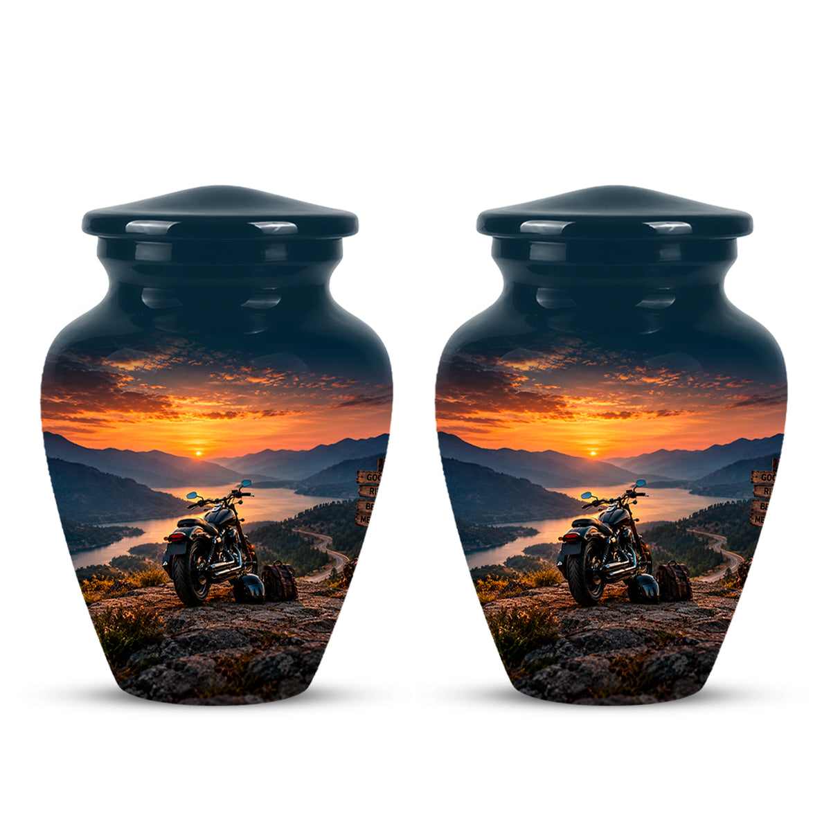 Custom Roadster Biker Cremation Urns - Sunset Mountain Urns For Motorcycle Enthusiasts