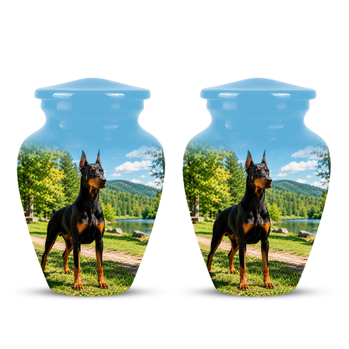 Custom Doberman Pinscher Memorial Urn – Elegant Aluminum Tribute For Ashes