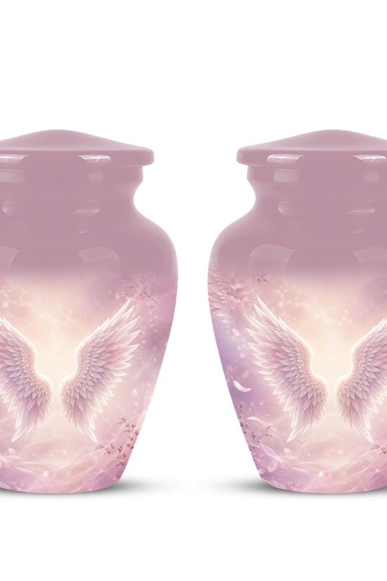 Pink Angle Wings Cremation Urn - Personalized Aluminum Funeral Urns For Mom
