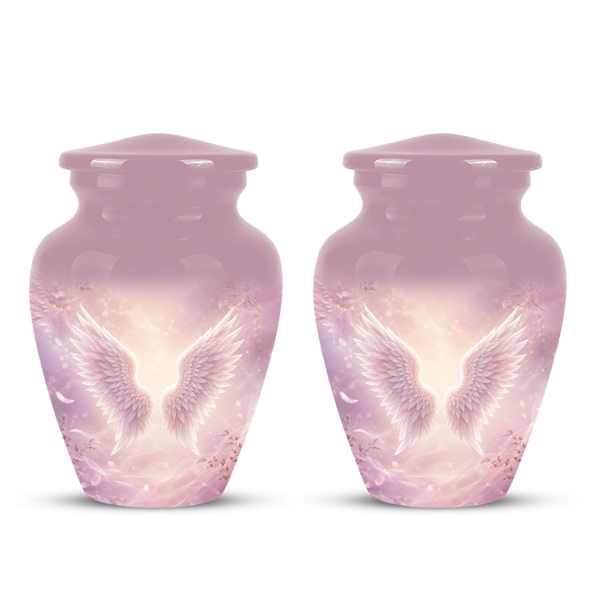 Pink Angle Wings Cremation Urn - Personalized Aluminum Funeral Urns For Mom