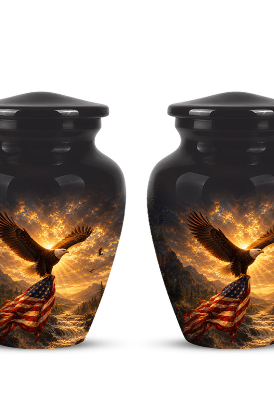 Honor & Freedom Eagle Cremation Urn - Aluminum Tribute Memorial Urns For Ashes