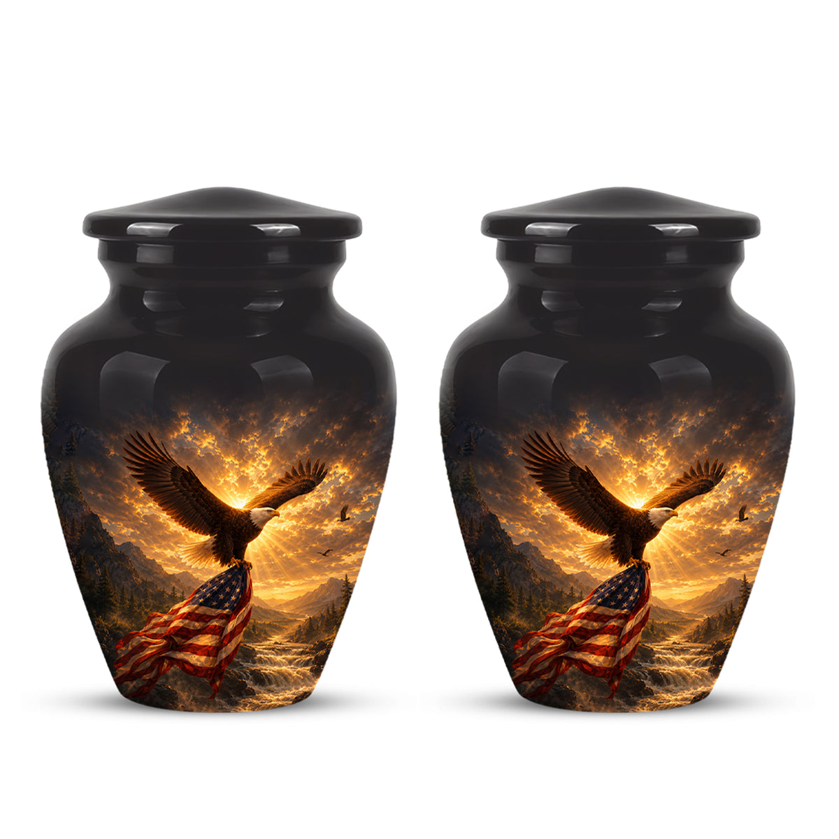Honor & Freedom Eagle Cremation Urn - Aluminum Tribute Memorial Urns For Ashes