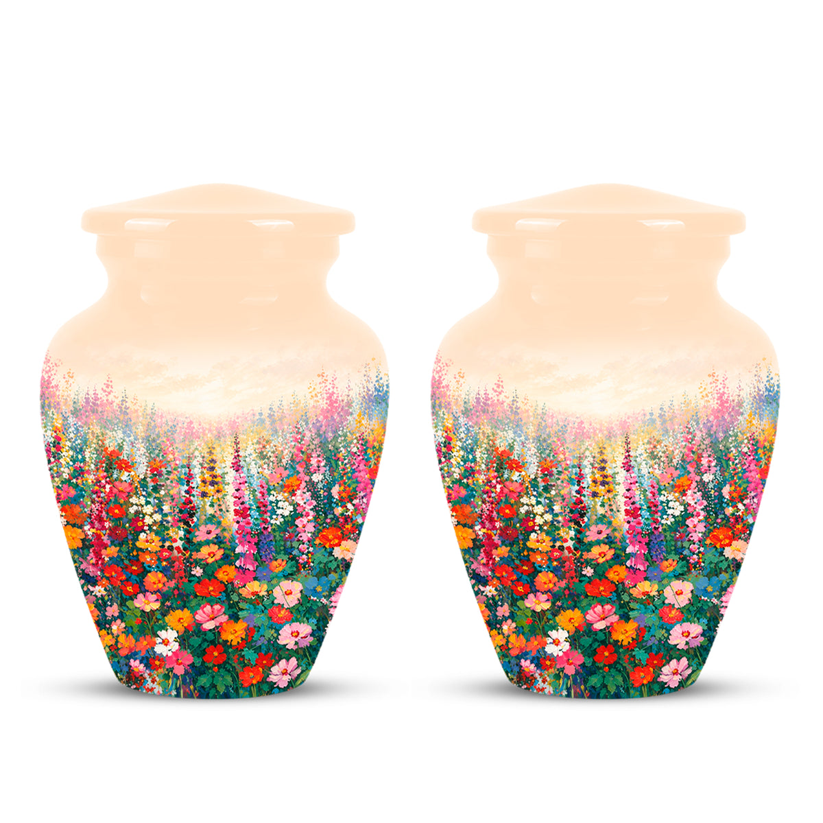 Beautiful Flowers Cremation Urn For Ashes - Aluminum Floral Garden Keepsake