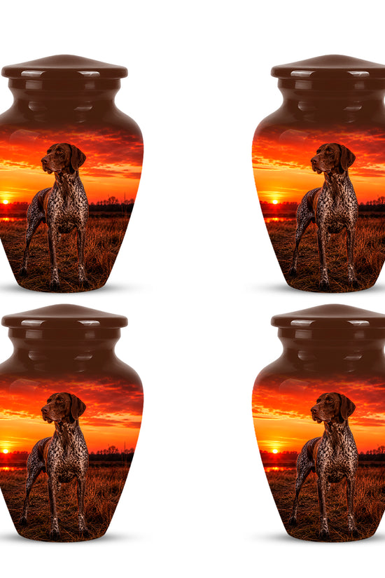 German Shorthaired Pointer Dog Cremation Urn - Sunset Pet Aluminum Urn