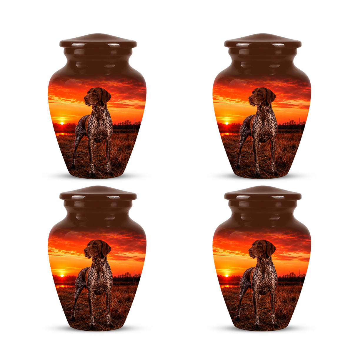 German Shorthaired Pointer Dog Cremation Urn - Sunset Pet Aluminum Urn