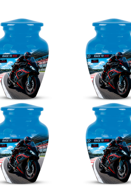 Personalized Motorcycle Rider Cremation Urn – Racing Bike Memorial Tribute