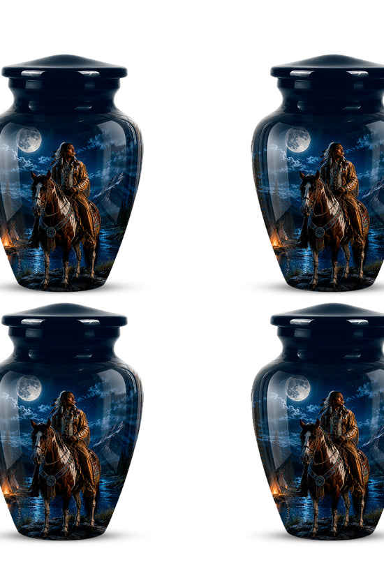 Native American Horse Urn for Adult Ashes – 10" Blue Forest Urns For Ashes