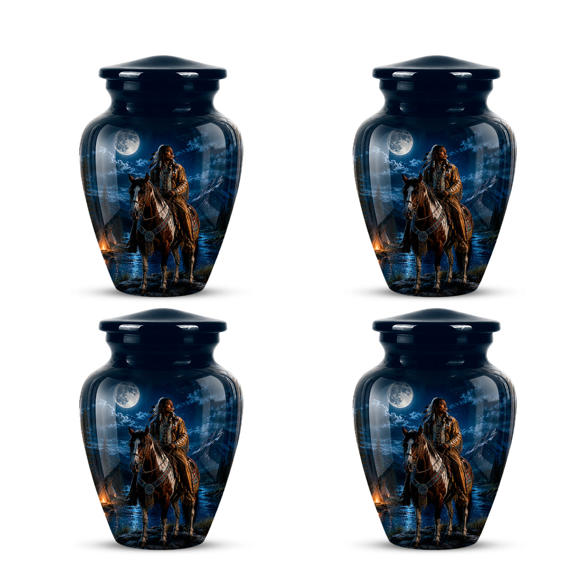 Native American Horse Urn for Adult Ashes – 10" Blue Forest Urns For Ashes