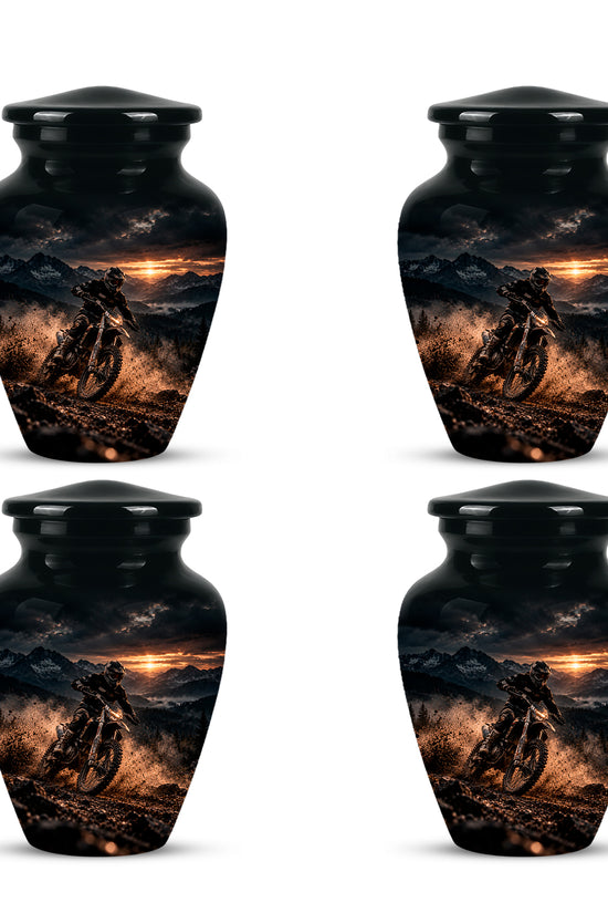Personalized Dirt Biker Cremation Urn - Custom Aluminum Memorial Ashes Container