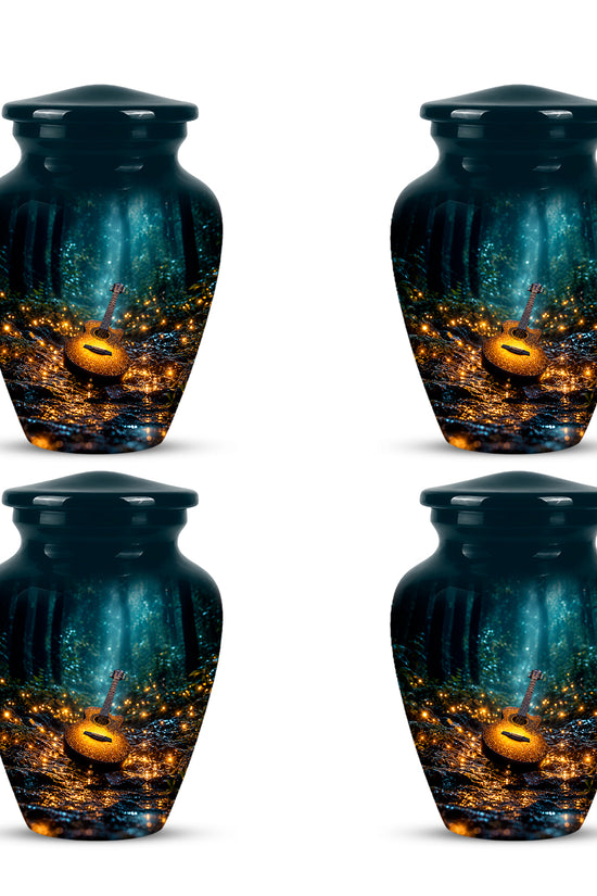 Lustrous Guitar Cremation Urn - Aluminum Memorial Urns For Music Lovers Ashes